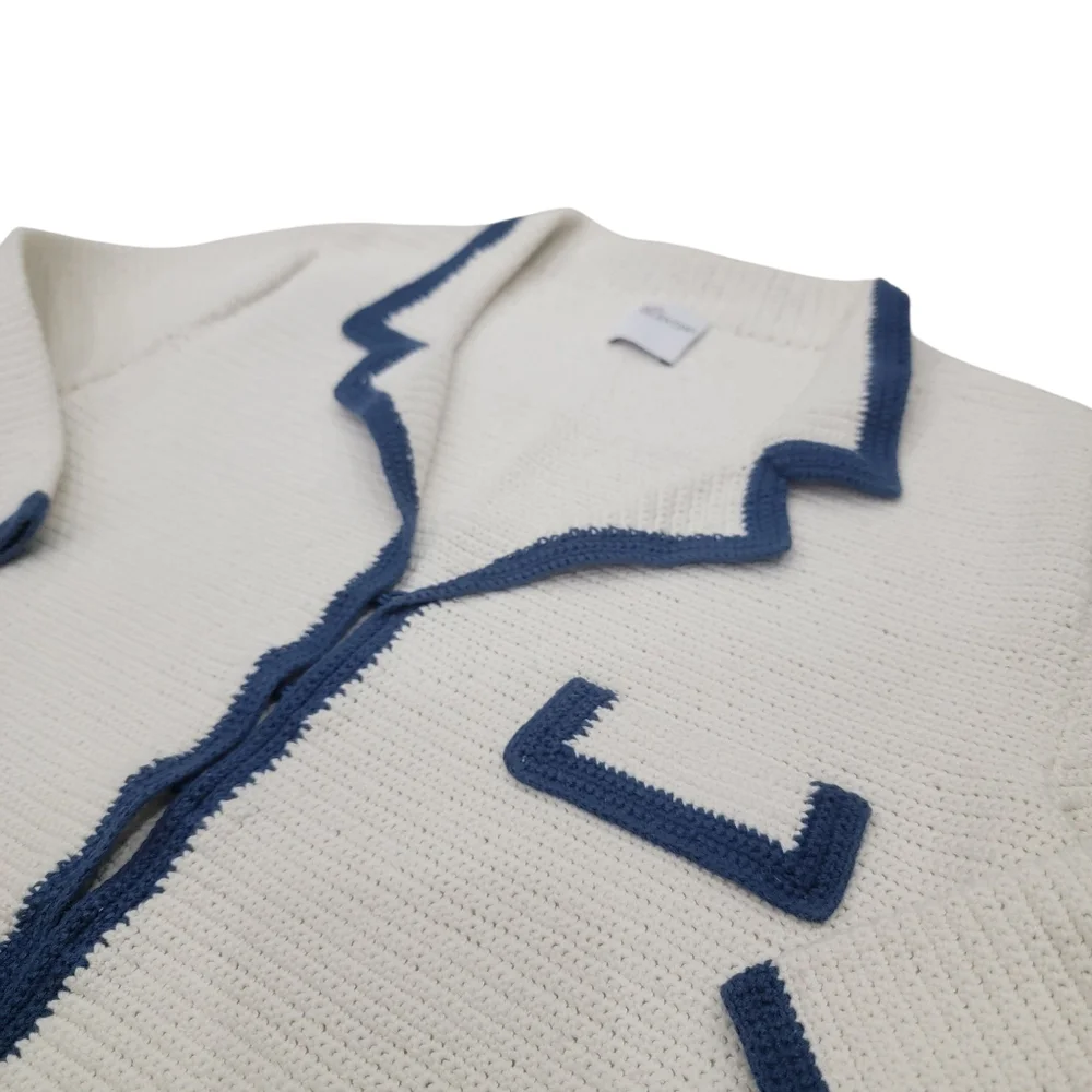 Red Valentino Woven Cardigan Blazer Cream Blue Knit Jacket Women’s XS - Picture 9 of 17
